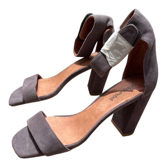 Jeffrey Campbell Heel Holvey Women's 9.5 Sandals Gray Block Ankle Strap Open Toe - Picture 2 of 12